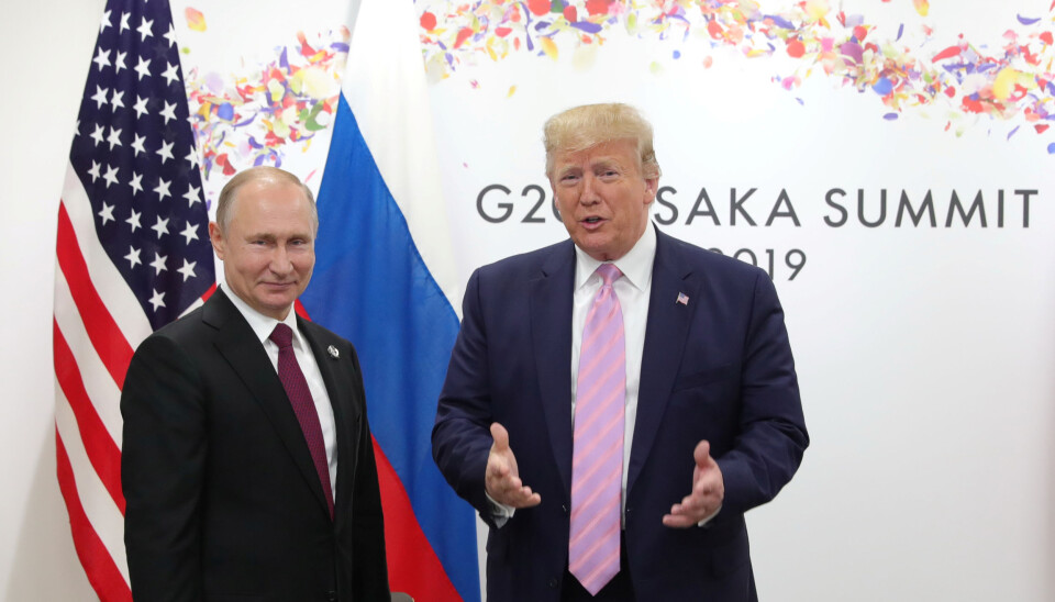 Russlands president Vladimir Putin og USAs president Donald Trump møttes i forbindelse med G20-møtet i Japan i juni 2019.
