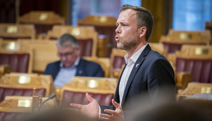 Audun Lysbakken (SV) uner den muntlige spørretimen i Stortinget.