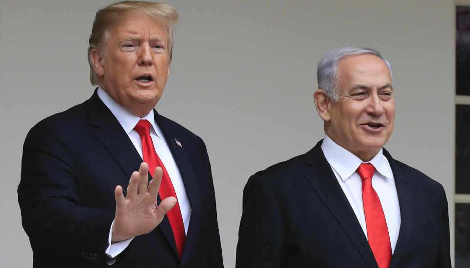 USAs president Donald Trump, sammen med Israels statsminister Benjamin Netanyahu utenfor Det hvite hus i mars i år.