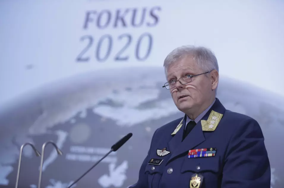 Sjef for Etterretningstjenesten, generalløytnant Morten Haga Lunde, under fremleggelsen av Etterretningstjenestens åpne vurdering av aktuelle sikkerhetsutfordringer, Fokus 2020 i februar i år.