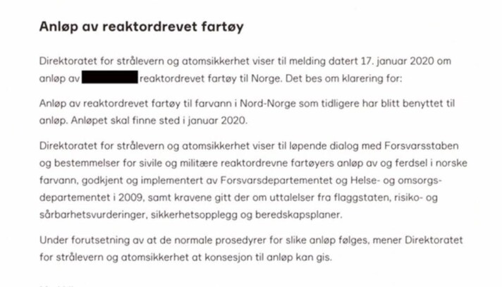 Eksempel på konsesjon fra DSA til Forsvarsstaben. Eksempel på konsesjon fra DSA til Forsvarsstaben.