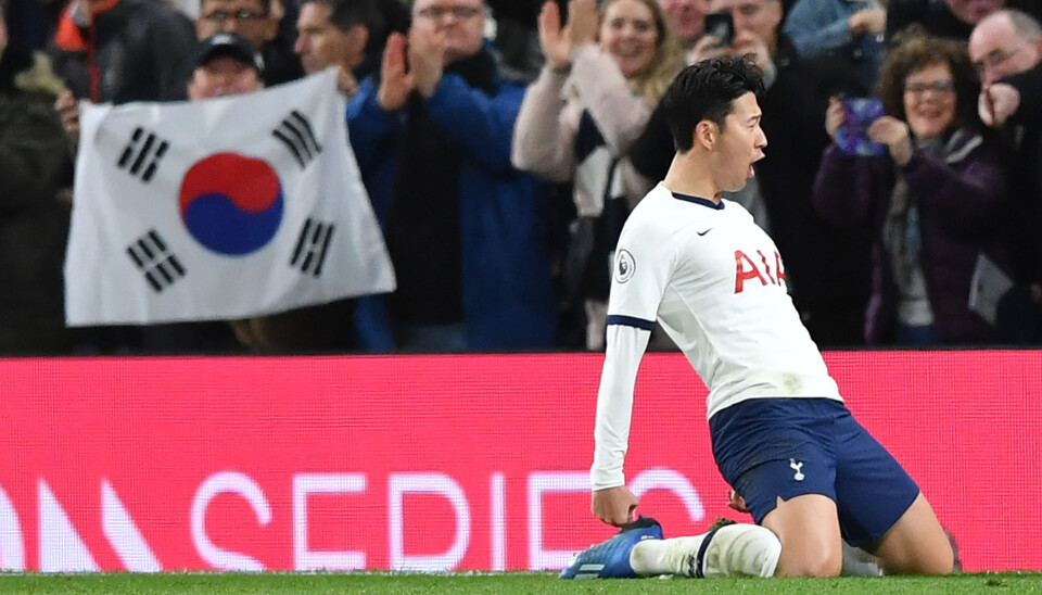 Son Heung-min etter scoring mot Manchester City 2. februar.