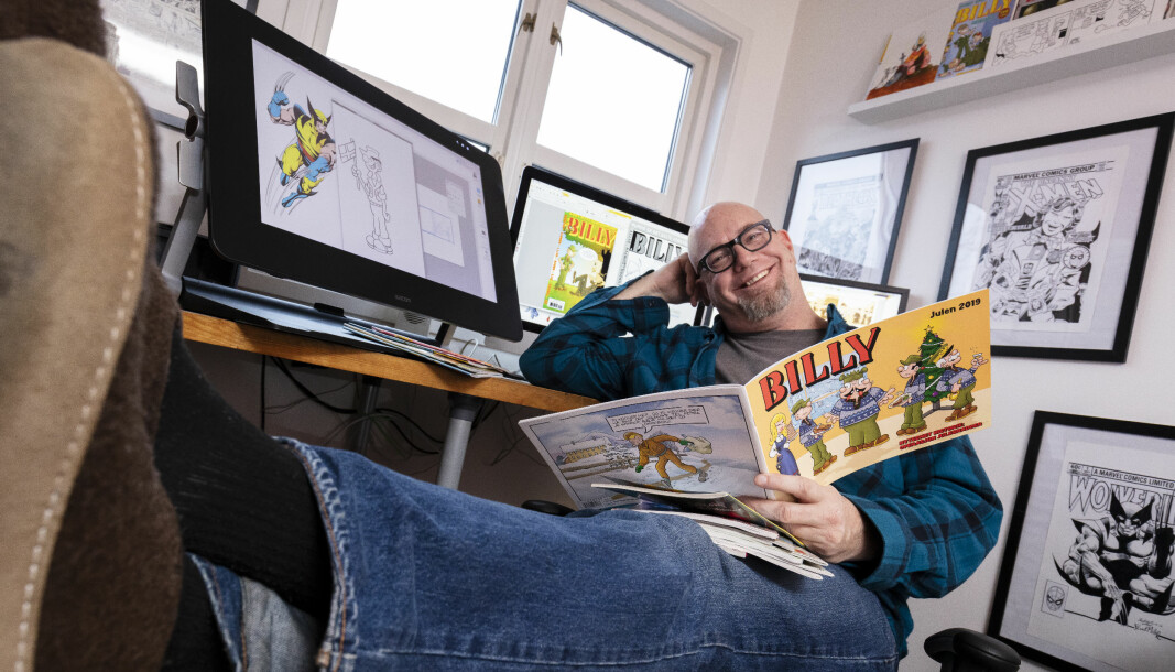 20191216: Norsk-amerikanske Sam Klein bor på Grefsen og tegner tegneserien Billy. Foto: Werner Juvik