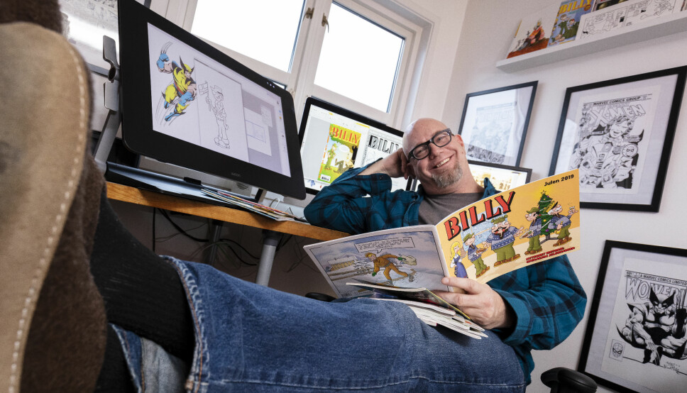20191216: Norsk-amerikanske Sam Klein bor på Grefsen og tegner tegneserien Billy. Foto: Werner Juvik
