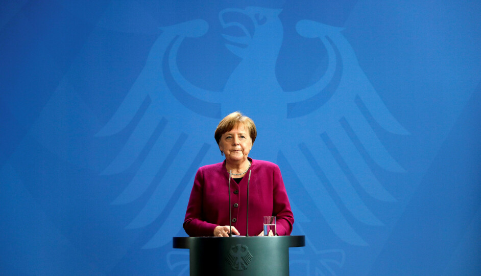 Tysklands forbundskansler Angela Merkel under en pressekonferanse i forrige uke.