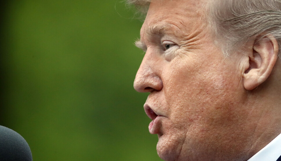 USAs president Donald Trump snakker om koronaviruset i Det hvite hus' rosehage, tirsdag 14. april 2020.