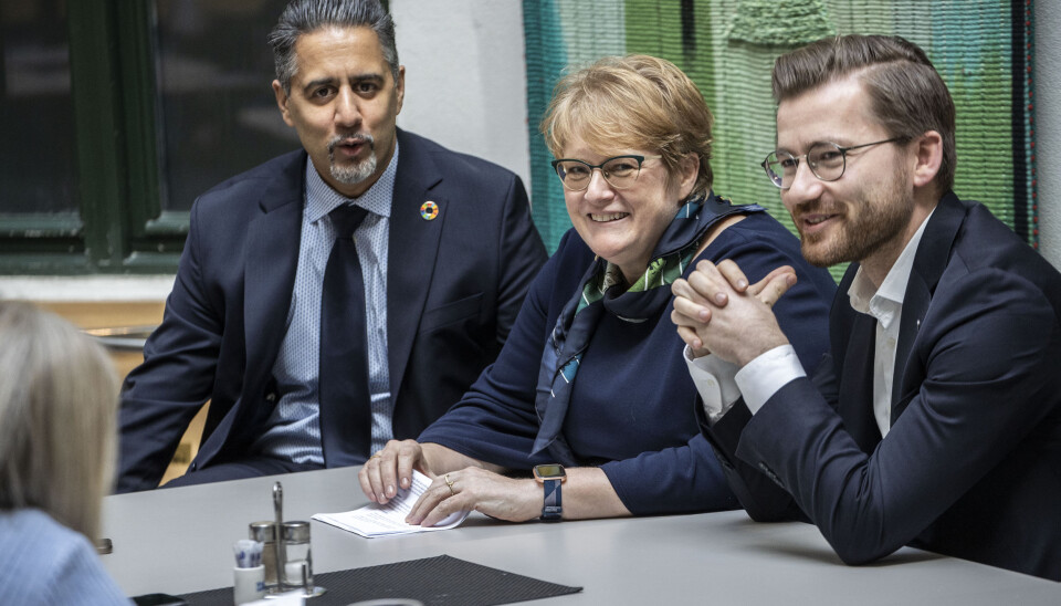 Trine Skei Grande, Abid Raja og Sveinung Rotevatn i Venstre.