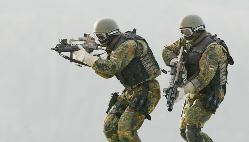 Soldater i den tyske spesialstyrken KSK under en øvelse i Calw, Tyskland.