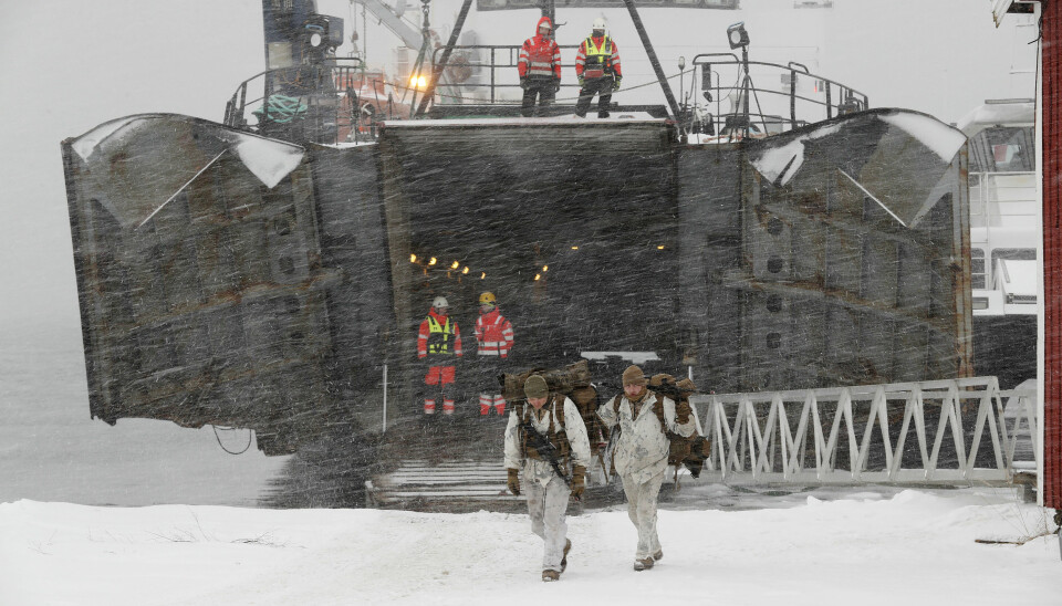 Marines fra US Marine Corps under en landsettingsoperasjon under vinterøvelsen Cold Response 2020.