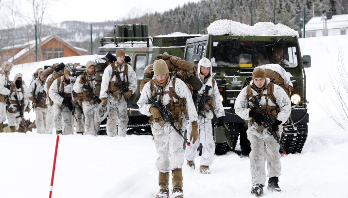 Marines fra US Marine Corps under en landsettingsoperasjon under vinterøvelsen Cold Response 2020.