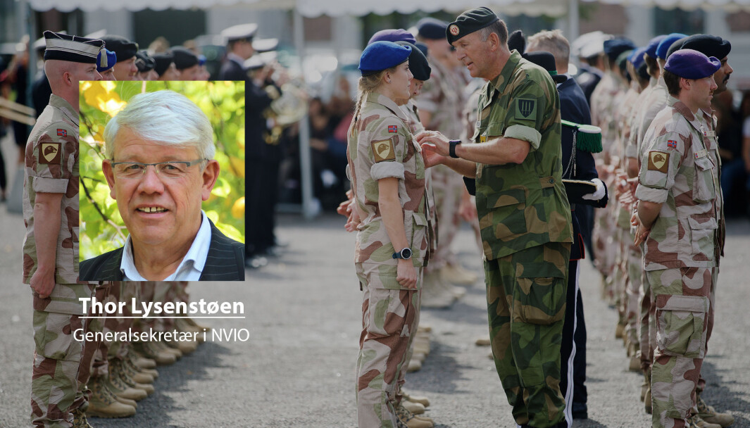 Vi ønsker ikke at rettighetene til veteraner skal svekkes, skriver Thor Lysenstøen i Norges veteranforbund for internasjonale operasjoner. Her ser vi norske soldater med tjeneste fra Irak under en medaljeseremoni. Vi ønsker ikke at rettighetene til veteraner skal svekkes, skriver Thor Lysenstøen i Norges veteranforbund for internasjonale operasjoner. Her ser vi norske soldater med tjeneste fra Irak under en medaljeseremoni.