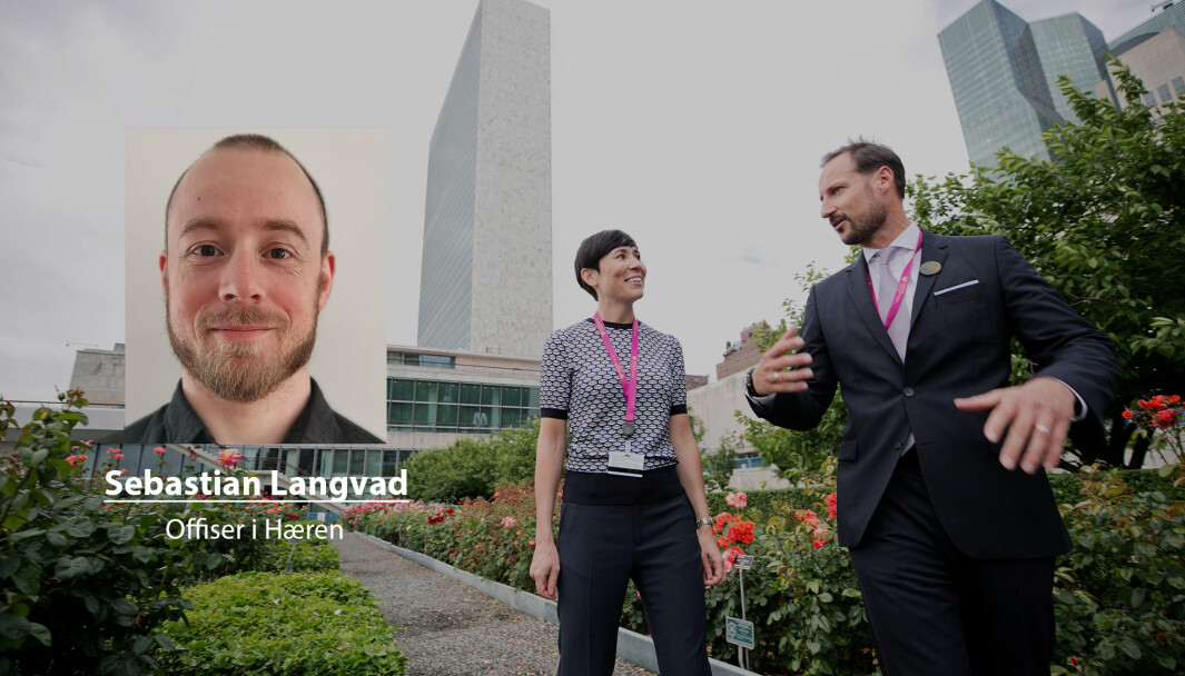 Vi bør trappe opp vår deltakelse i FNs farligste fredsbevarende operasjoner, skriver Sebastian Langvad. Her ser vi utenriksminister Ine Eriksen Søreide og kronprins Haakon da Norge lanserte sitt kandidatur til en plass i FNs sikkerhetsråd. Vi bør trappe opp vår deltakelse i FNs farligste fredsbevarende operasjoner, skriver Sebastian Langvad. Her ser vi utenriksminister Ine Eriksen Søreide og kronprins Haakon da Norge lanserte sitt kandidatur til en plass i FNs sikkerhetsråd.