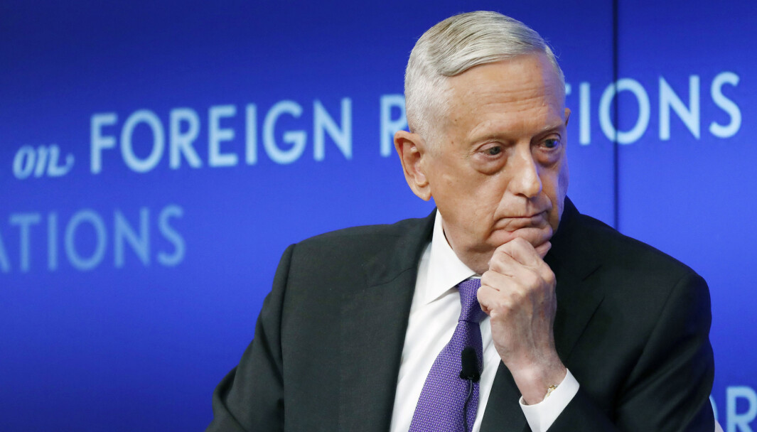 USAs tidligere forsvarsminister Jim Mattis avbildet under et møte i Council of Foreign Relations i New York i 2019. USAs tidligere forsvarsminister Jim Mattis avbildet under et møte i Council of Foreign Relations i New York i 2019.