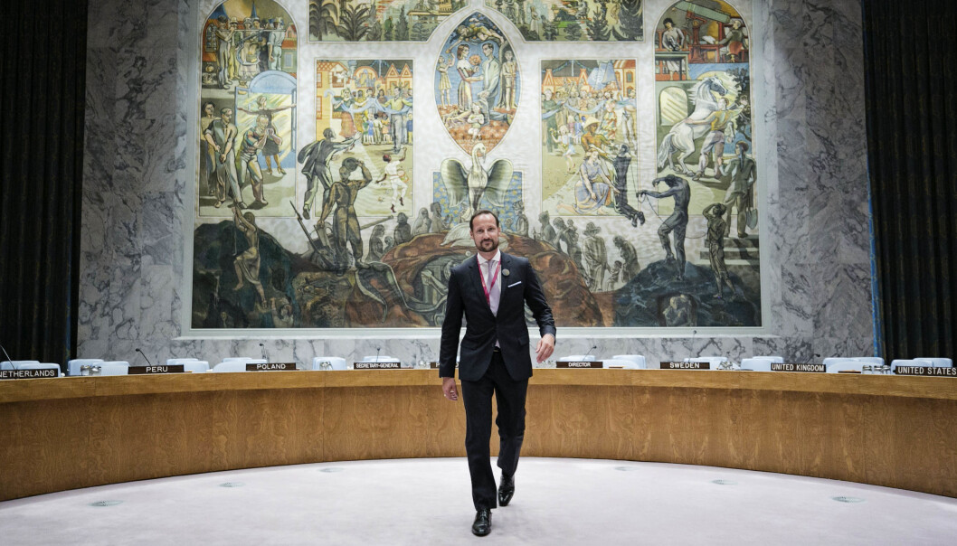 Kronprins Haakon besøker FN for lanseringen av Norges kandidatur til FNs sikkerhetsråd i 2018. Kronprins Haakon besøker FN for lanseringen av Norges kandidatur til FNs sikkerhetsråd i 2018.