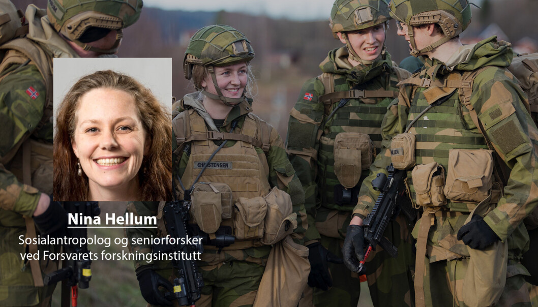 Soldater er avhengige av hverandre for å løse oppgaver og overleve, skriver Nina Hellum. Her ser vi rekrutter i Cyberforsvaret. Soldater er avhengige av hverandre for å løse oppgaver og overleve, skriver Nina Hellum. Her ser vi rekrutter i Cyberforsvaret.