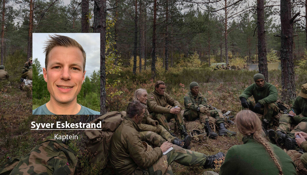 Skal vi lykkes med å møte fremtidens utfordringer er jeg overbevist om at vi må definere offiseren som generalist, skriver Syver Eskestrand. Her ser vi kadetter under en øvelse i 2018. Skal vi lykkes med å møte fremtidens utfordringer er jeg overbevist om at vi må definere offiseren som generalist, skriver Syver Eskestrand. Her ser vi kadetter under en øvelse i 2018.