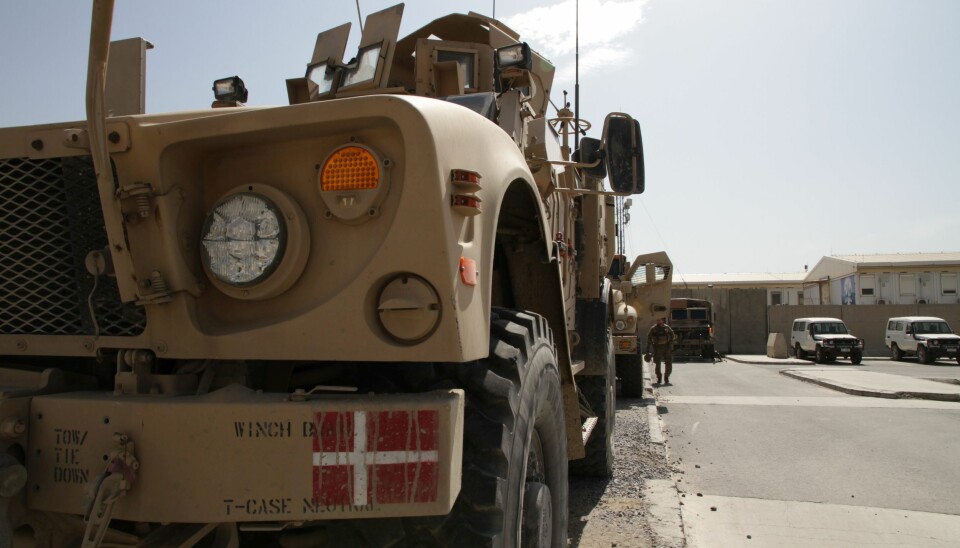 Dette illustrasjonsbildet er tatt i 2017 og viser danske militære kjøretøyer i Resolute Support Mission i Kabul i Afghanistan.