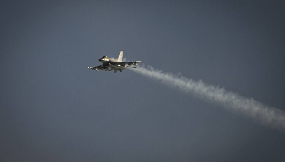 Et dansk F-16 avbildet ved Rømø i mai.