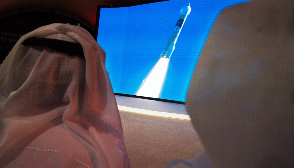 Oppskytingen i Japan ble fulgt fra skjermer på romsenteret Mohammed Bin Rashid i Dubai.