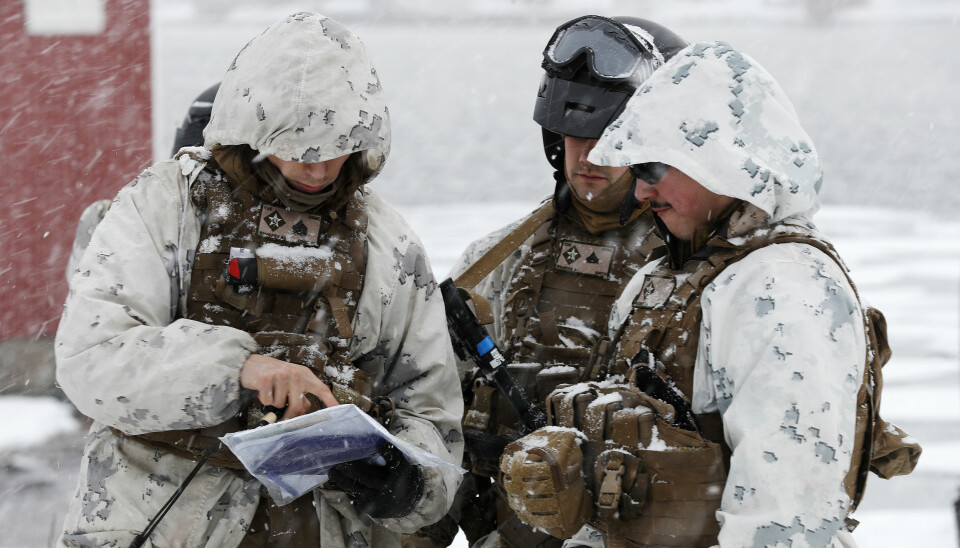 Amerikanske marinesoldater under øvelse Cold Response i vår.