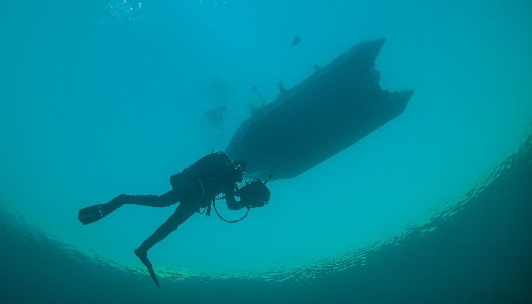 Minedykker under øvelse Arctic Specialist ved Ramsund i 2017. Minedykker under øvelse Arctic Specialist ved Ramsund i 2017.