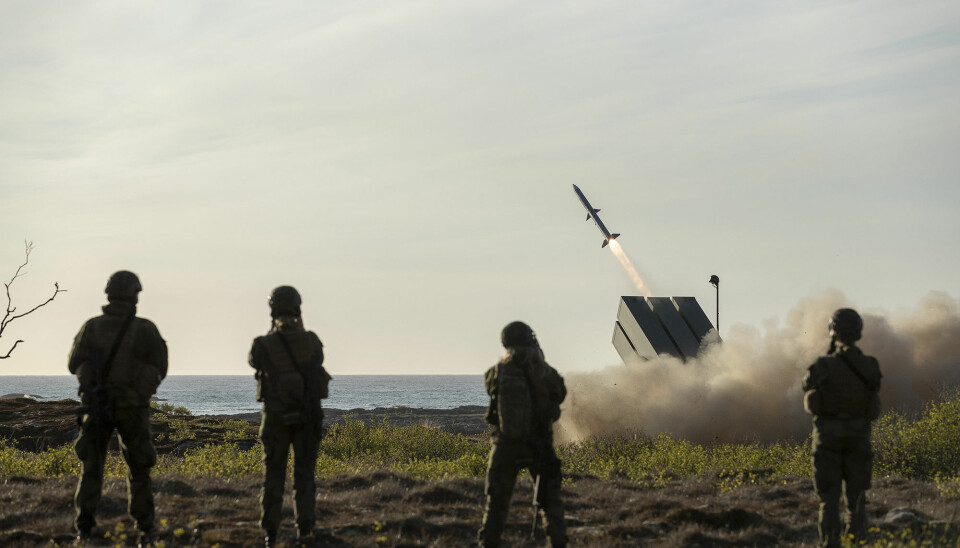 NASAMS luftvernbatterier og kampfly deltar under en øvelse på Rygge. Dette fra en tidligere testskyting med NASAMS på Andøya