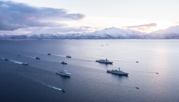 Marinens styrke seiler i formasjon ut Ofotfjorden under en tidligere Flotex-øvelse. Marinens styrke seiler i formasjon ut Ofotfjorden under en tidligere Flotex-øvelse.