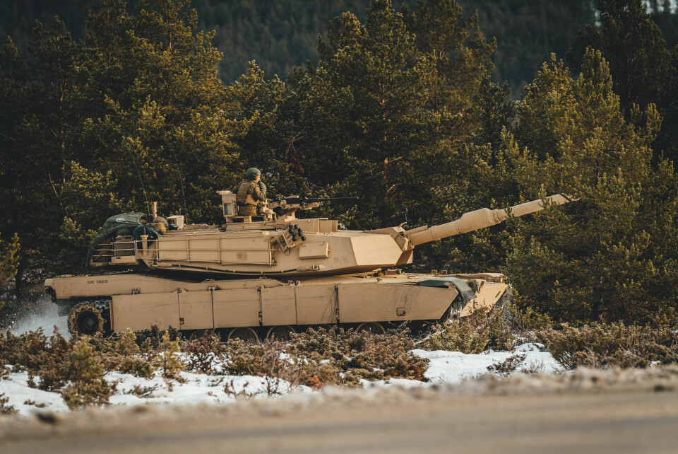 En amerikansk M1 Abrams stridsvogn, tilhørende US Marines, under NATO-øvelsen Trident Juncture 18 i Norge. Foto: Ole-Sverre Haugli / Forsvaret