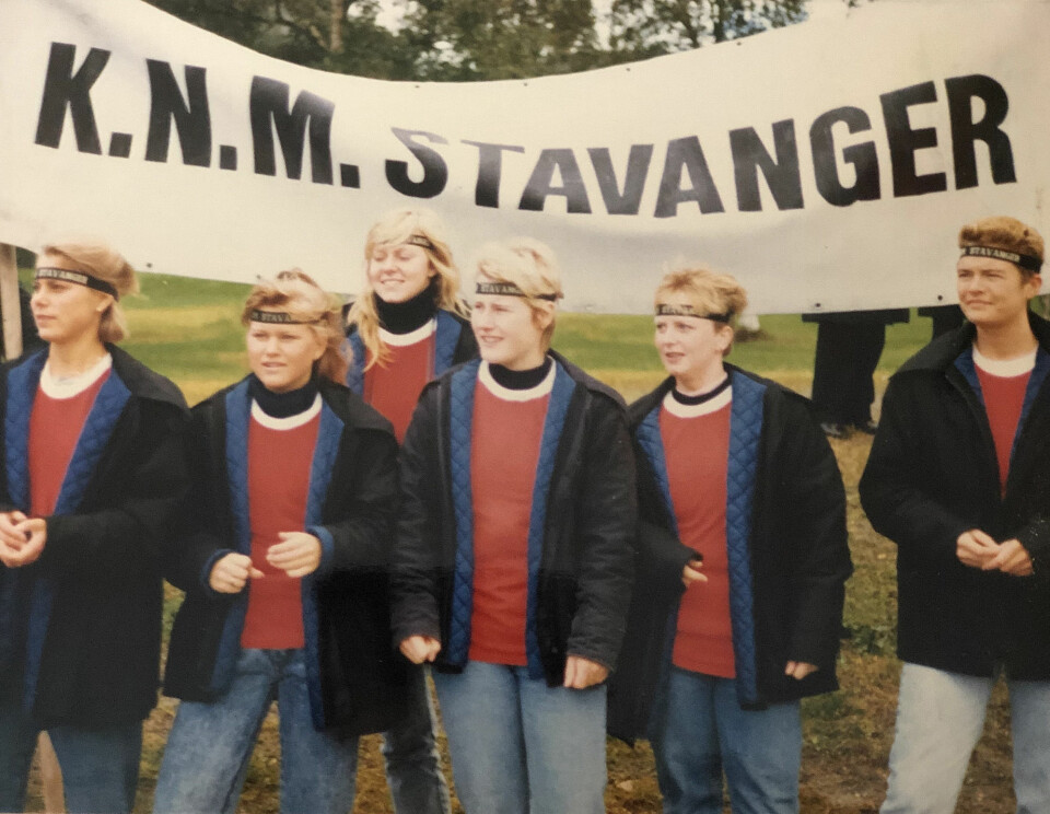 På kysteskadremesterskap i Namsos i 1988: Louise Kathrine Dedichen (fra venstre), Anne Kathrine Rockstad, Elin Andersen, Anne Britt Kvamme, Mona Johannessen og Elisabeth Natvig.