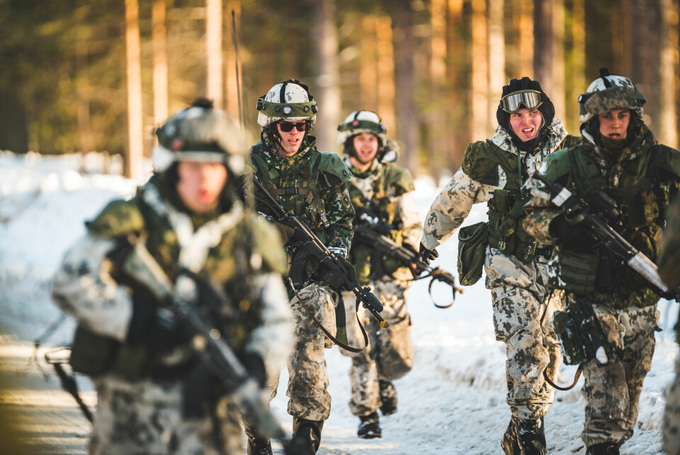 Finske soldater på den multinasjonale vinterøvelsen Northern Wind 19 i Norrbotten, Sverige. Foto: Ole-Sverre Haugli/Forsvaret