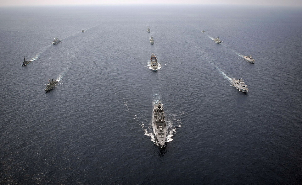 Fartøyer fra det australske sjøforsvaret, deriblant fregattene HMAS Perth, Warramunga og Adelaide, avbildet utenfor Darwin i 2012. Illustrasjonsfoto: Det australske forsvaret.