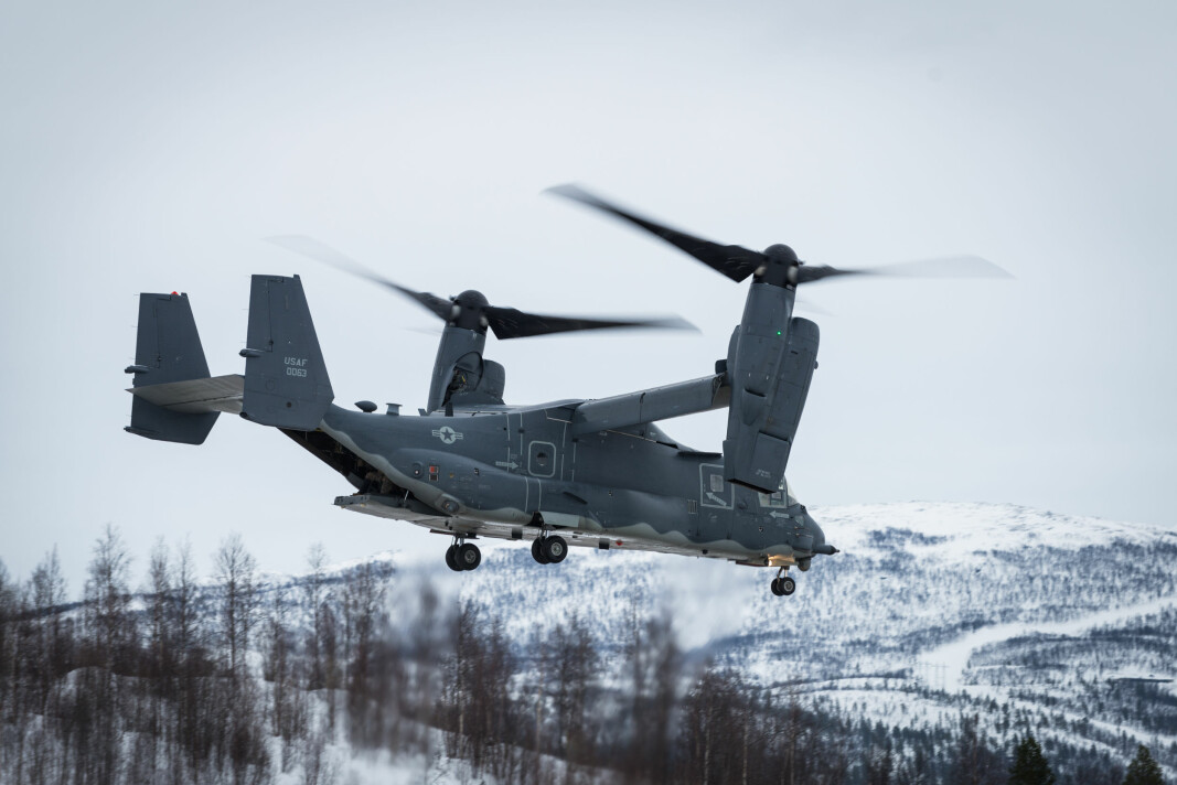 NØDLANDET: En amerikansk CV-22 Osprey på Bardufoss ved en tidligere anledning.
