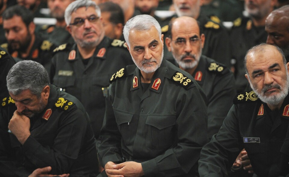 En leder for Irans Revolusjonsgarde, general Qasem Soleimani er drept i et amerikansk rakettangrep mot flyplassen i Bagdad fredag. Iran bekrefter dødsfallet. Foto: Aa/abaca\n