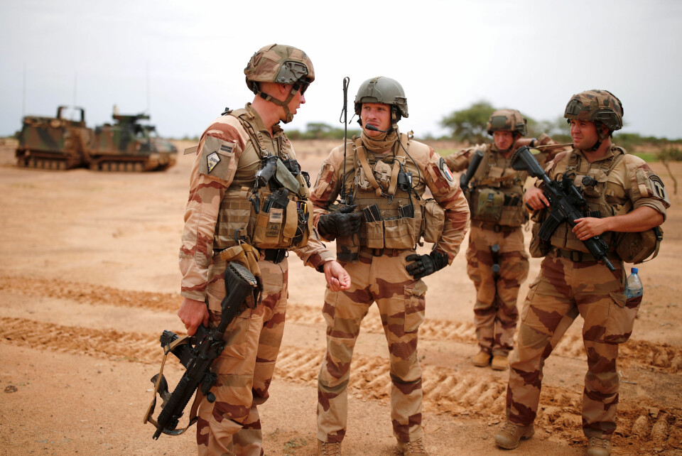 Franske soldater på patrulje i Ndaki, Mali. Frankrike har 4500 sendt 4500 soldater til operasjon Barkhane  som Takuba er en del av. (Foto: REUTERS/Benoit Tessier)