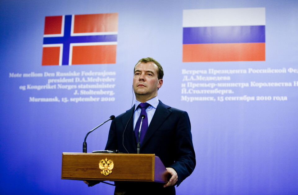 Russlands statsminister Dmitrij Medvedev har levert sin oppsigelse til president Vladimir Putin, melder det russiske nyhetsbyrået Tass. (Foto: Sara Johannessen / SCANPIX)