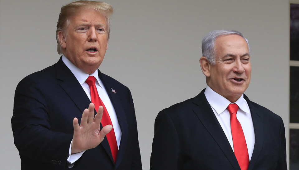 – Jeg har valgt å nominere president Trump til Nobels fredspris for hans rolle i å få på plass en fredsavtale mellom Israel og De Forente Arabiske Emirater, skriver Christian Tybring-Gjedde. Her er USAs president sammen med Israels statsminister Benjamin Netanyahu.