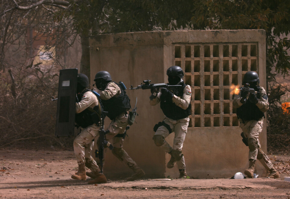 Soldater fra Burkina Faso deltar i en øvelse under øvelse Flintlock i februar 2019. (Foto: REUTERS/Luc Gnago)