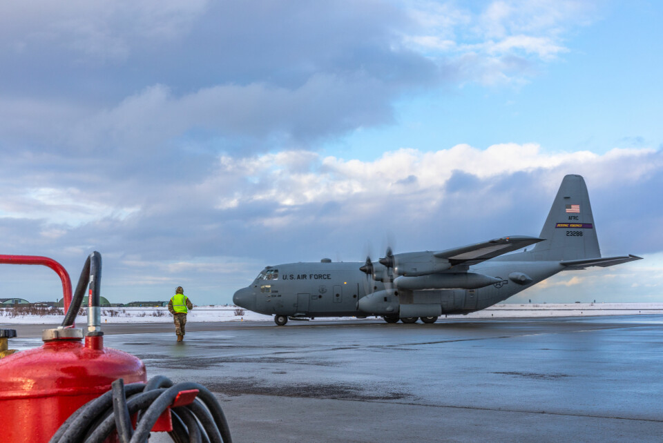 Et amerikansk Hercules-transportfly på Andøya 9 mars. Amerikanske styrker sender nå sitt personell tilbake til sine respektive garnisoner så tidlig som mulig. (Foto Onar Digernes Aase/Forsvaret)