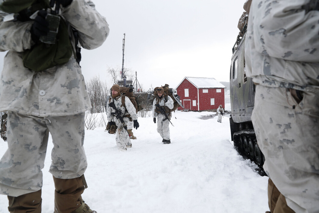 US Marines under Cold Response. Bildet er datert 12.mars. Foto: Torbjørn Kjosvold/ Forsvaret US Marines under Cold Response. Bildet er datert 12.mars. Foto: Torbjørn Kjosvold/ Forsvaret