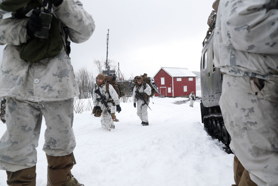 US Marines under Cold Response. Bildet er datert 12.mars. Foto: Torbjørn Kjosvold/ Forsvaret