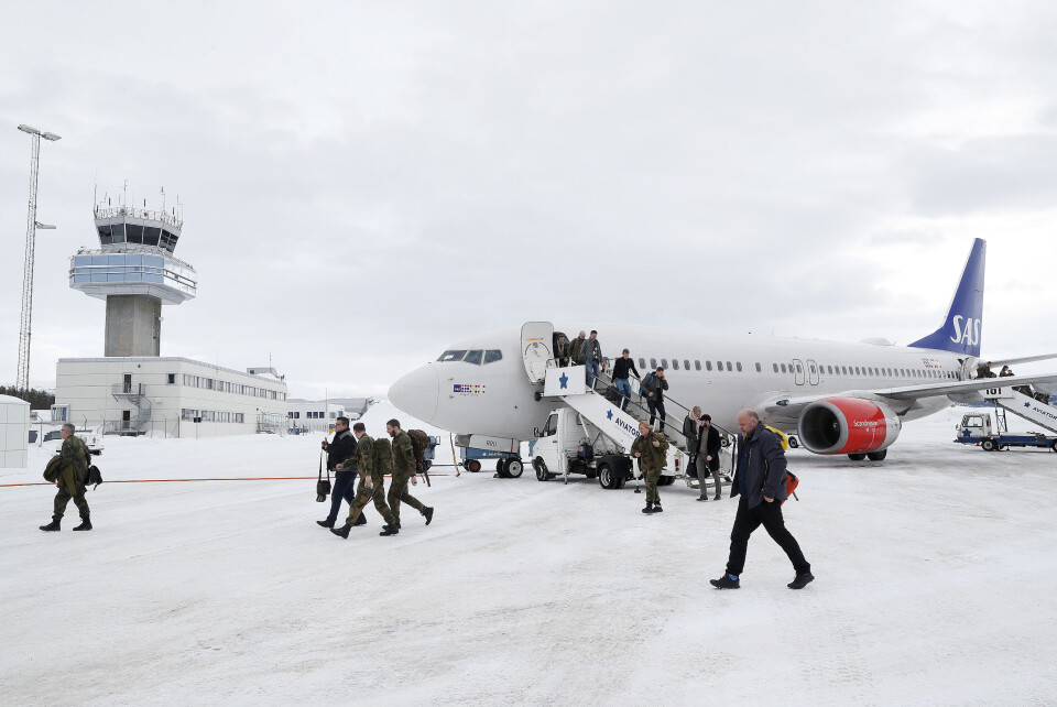 Et SAS-fly på Bardufoss lufthavn. Illustrasjonsfoto: Torbjørn Kjosvold/ Forsvaret