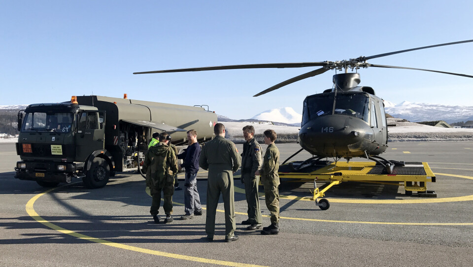 PARKERT: Det var på en slik landingstralle på Bardufoss at akslingen til halerotoren plutselig knakk. Arkivfoto: TORBJØRN LØVLAND