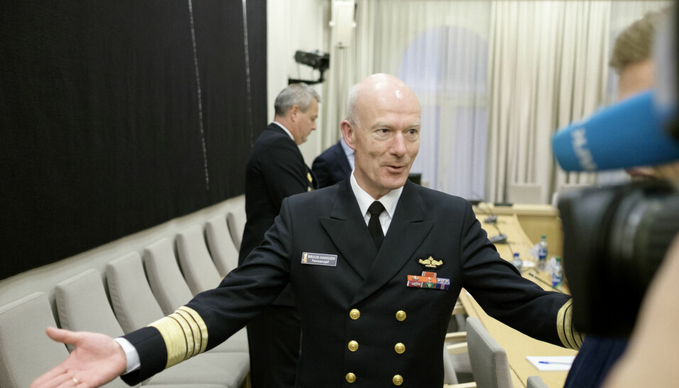 Forsvarssjef admiral Haakon Bruun-Hanssen under høring i Kontroll- og konstitusjonskomiteen i 2015.