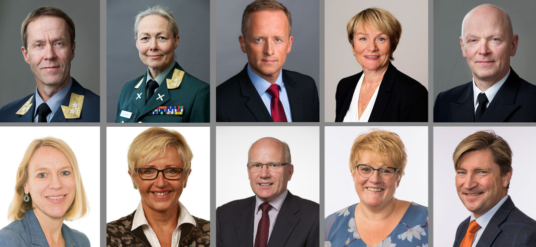 Øverst fra venstre: Inge Kampenes, Ingrid Margrethe Gjerde, Kjell Inge Bjerga, Kate Hansen Bundt, Ketil Olsen, Anniken Huitfeldt, Liv Signe Navarsete, Hårek Elvenes, Trine Skei Grande og Christian Tybring Gjedde. Øverst fra venstre: Inge Kampenes, Ingrid Margrethe Gjerde, Kjell Inge Bjerga, Kate Hansen Bundt, Ketil Olsen, Anniken Huitfeldt, Liv Signe Navarsete, Hårek Elvenes, Trine Skei Grande og Christian Tybring Gjedde.