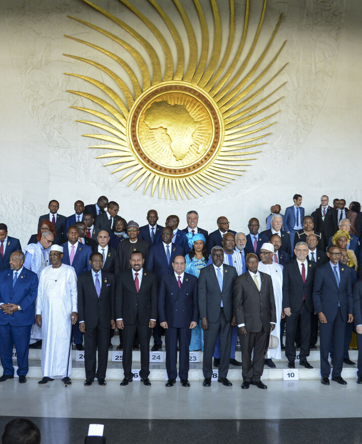 Afrikanske ledere poserer for et et bilde under den Afrikanske Unions 33. toppmøte i Addis Ababa, Etiopia, 9. februar 2020.