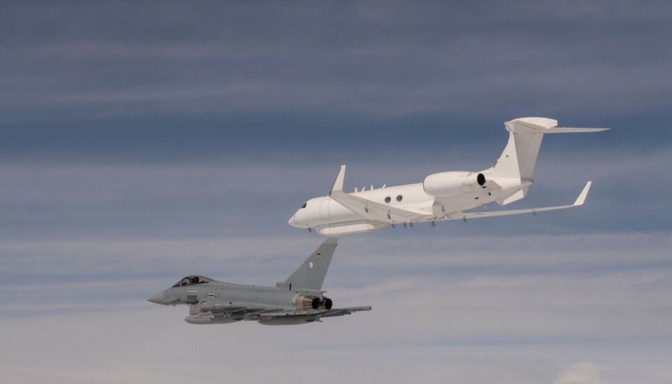 En tysk Eurofighter og en israelsk Gulfstream G550.