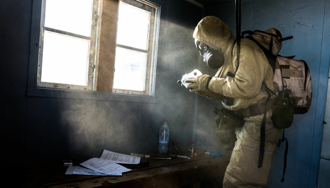 Soldater fra Hæren, Ingeniørbataljonens CBRN-kompani, under øvelse Cold Response 2014.