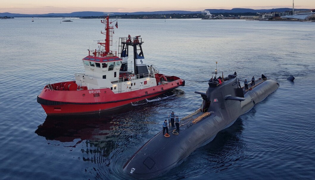 Den tyske ubåten U36 og to andre skip var å se i Oslo havn sist fredag. Den tyske ubåten U36 og to andre skip var å se i Oslo havn sist fredag.