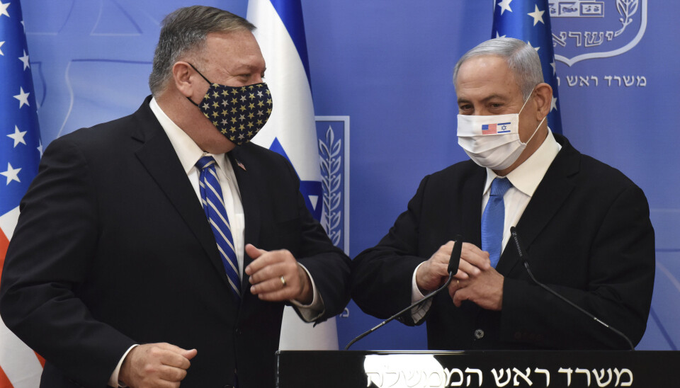 SMITTEVERN: Utenriksminister Mike Pompeo og statsminister Benjamin Netanyahu møttes i august.