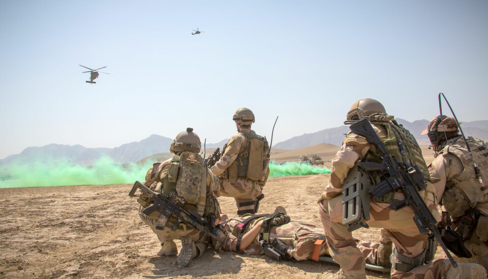 Sanitetsøvelse med medisinsk evakuering i Afghanistan i 2014.